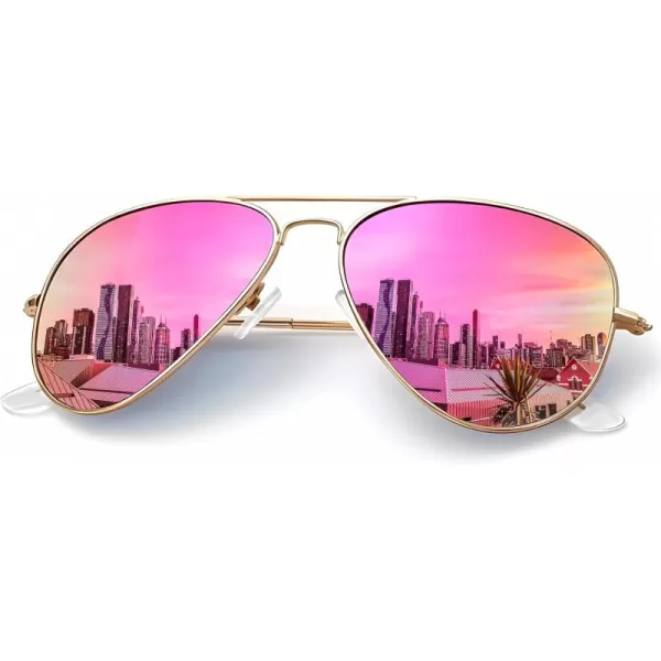 KALIYADI Classic Aviator Sunglasses for Men Women Driving Sun glasses Polarized Lens UV BlockingD Pink