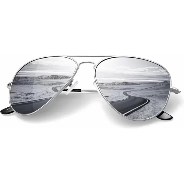 KALIYADI Classic Aviator Sunglasses for Men Women Driving Sun glasses Polarized Lens UV BlockingD Silver