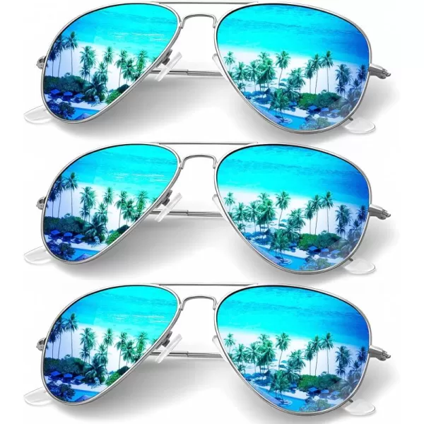 KALIYADI Classic Aviator Sunglasses for Men Women Driving Sun glasses Polarized Lens UV BlockingF 3 Pack Blue