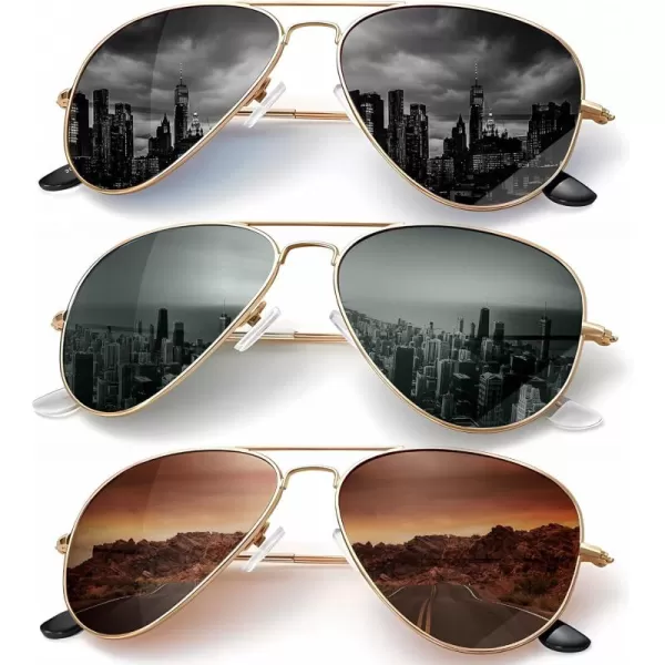 KALIYADI Classic Aviator Sunglasses for Men Women Driving Sun glasses Polarized Lens UV BlockingF 3 Packblackish GreenBrownGrey