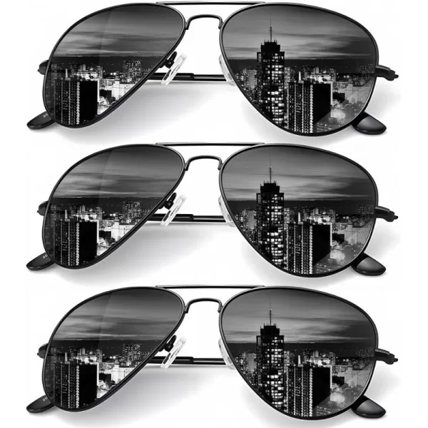 KALIYADI Classic Aviator Sunglasses for Men Women Driving Sun glasses Polarized Lens UV BlockingF3 Pack Black