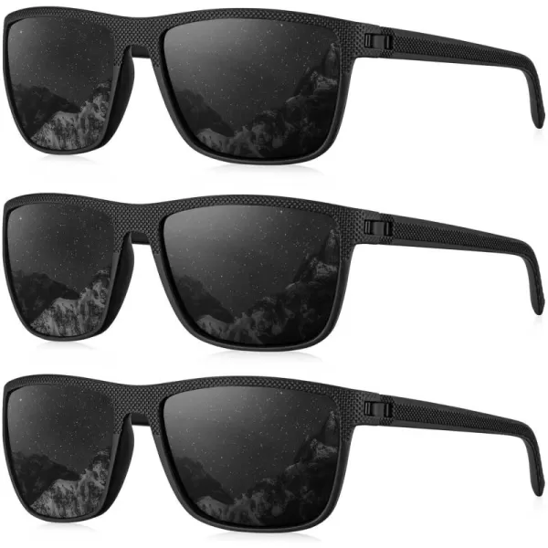 KALIYADI Polarized Sunglasses for Men Lightweight Sun Glasses with UV Protection for Driving Fishing Golf3 Pack BlackBlackBlack