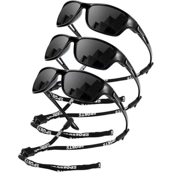 KALIYADI Polarized Sunglasses for Men Sports Sun Glasses for Driving Cycling Fishing with UV protectionGlossy BlackGlossy BlackGlossy Black