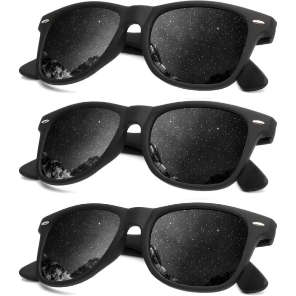 KALIYADI Polarized Sunglasses for Men and Women Matte Finish Sun glasses Color Mirror Lens UV Blocking 3 PackBlackBlackBlack