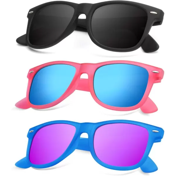 KALIYADI Polarized Sunglasses for Men and Women Matte Finish Sun glasses Color Mirror Lens UV Blocking 3 PackBlackPink Ice BlueBlue Purple