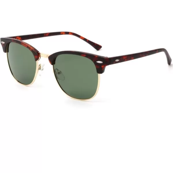 KALIYADI Polarized Sunglasses for Men and Women SemiRimless Frame Driving Sun glasses UV BlockingA01matte Tortoise  G15  Golden Rim