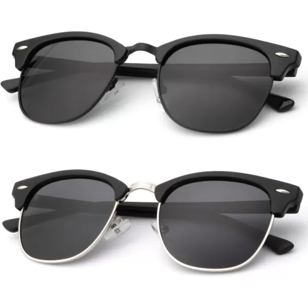 KALIYADI Polarized Sunglasses for Men and Women SemiRimless Frame Driving Sun glasses UV BlockingA022 Pack Glossy Black  Black  Black Rim  Matte Black  Black  Silver Rim