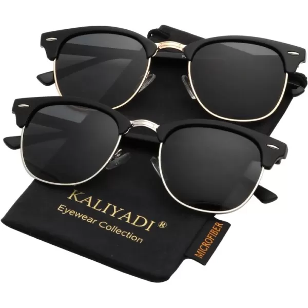 KALIYADI Polarized Sunglasses for Men and Women SemiRimless Frame Driving Sun glasses UV BlockingA062 Pack Glossy Black  Black  Golden Rim  Matte Black  Black  Silver Rim