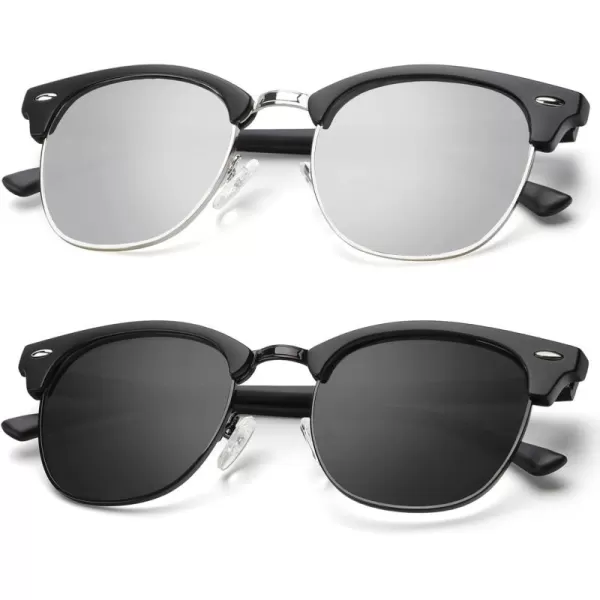 KALIYADI Polarized Sunglasses for Men and Women SemiRimless Frame Driving Sun glasses UV BlockingA172 Pack Matte Black  Silver  Silver Rim  Matte Black  Black  Black Rim