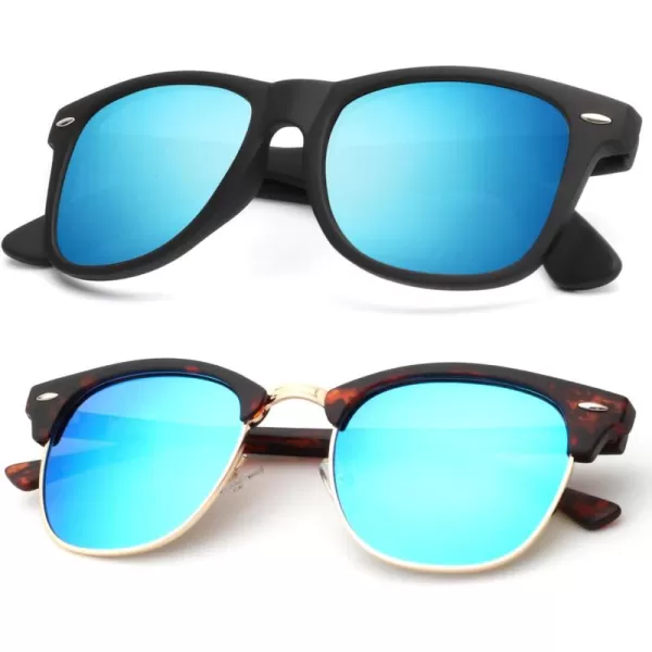 KALIYADI Polarized Sunglasses for Men and Women SemiRimless Frame Driving Sun glasses UV BlockingB212 Pack Matte Tortoise  Blue  Golden Rim  Matte Black  Blue