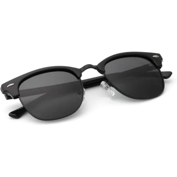 KALIYADI Polarized Sunglasses for Men and Women SemiRimless Frame Driving Sun glasses UV BlockingC02glossy Black  Black  Black Rim