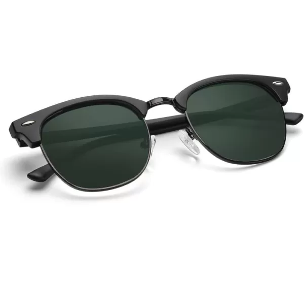 KALIYADI Polarized Sunglasses for Men and Women SemiRimless Frame Driving Sun glasses UV BlockingC13matte Black  G15  Black Rim