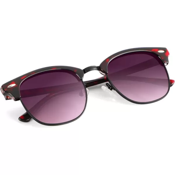 KALIYADI Polarized Sunglasses for Men and Women SemiRimless Frame Driving Sun glasses UV BlockingC19glossy Claret Tortoise  Gradient Black Red  Black Rim