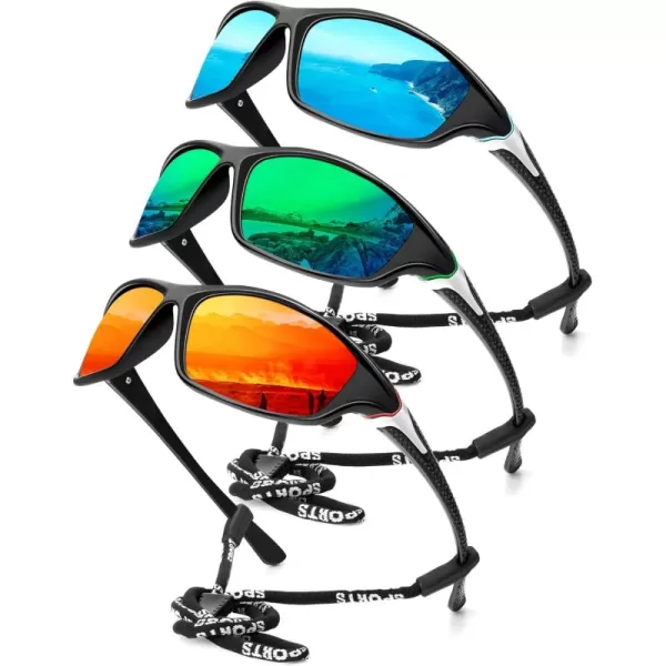 KALIYADI Polarized SunglassesMen Sports Sunglasses Mens Sunglasses Polarized UV Protection for Fishing Driving CyclingA04ice BlueGreenRed
