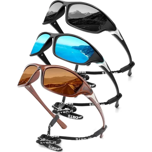 KALIYADI Polarized SunglassesMen Sports Sunglasses Mens Sunglasses Polarized UV Protection for Fishing Driving CyclingA05blackIce BlueCrystal Brown