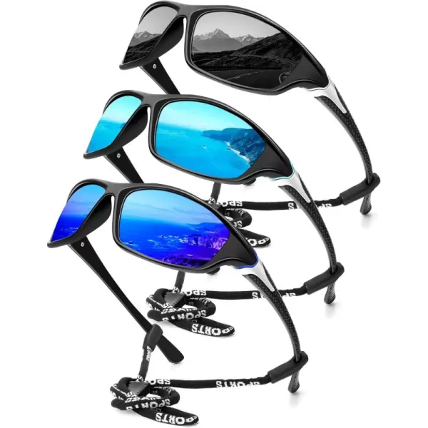KALIYADI Polarized SunglassesMen Sports Sunglasses Mens Sunglasses Polarized UV Protection for Fishing Driving CyclingA07blackIce BlueDark Blue