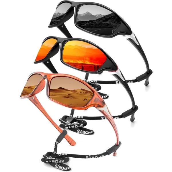 KALIYADI Polarized SunglassesMen Sports Sunglasses Mens Sunglasses Polarized UV Protection for Fishing Driving CyclingA08blackRedBrown