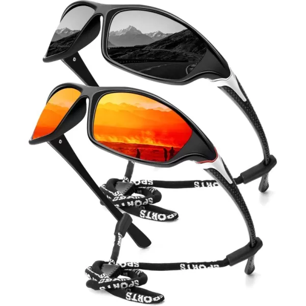KALIYADI Polarized SunglassesMen Sports Sunglasses Mens Sunglasses Polarized UV Protection for Fishing Driving CyclingB01blackRed