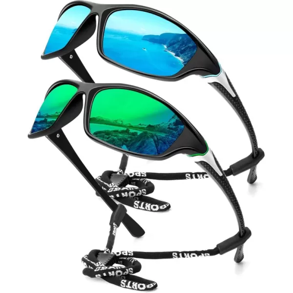 KALIYADI Polarized SunglassesMen Sports Sunglasses Mens Sunglasses Polarized UV Protection for Fishing Driving CyclingB03ice BlueGreen