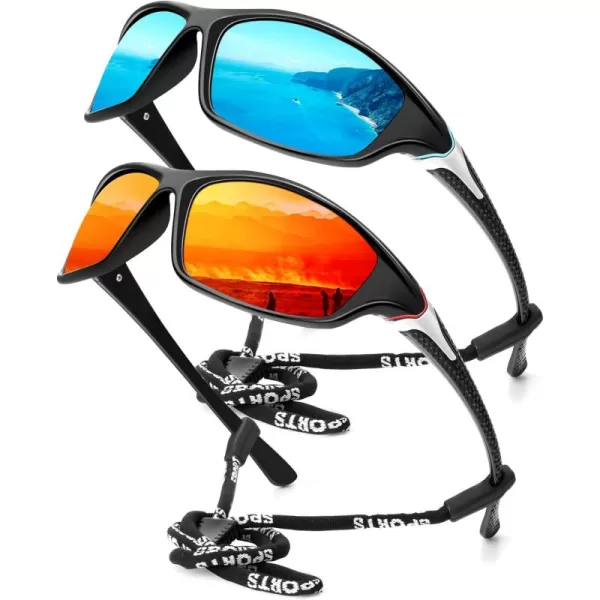 KALIYADI Polarized SunglassesMen Sports Sunglasses Mens Sunglasses Polarized UV Protection for Fishing Driving CyclingB04ice BlueRed