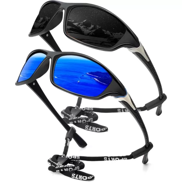 KALIYADI Polarized SunglassesMen Sports Sunglasses Mens Sunglasses Polarized UV Protection for Fishing Driving CyclingB07blackDark Blue