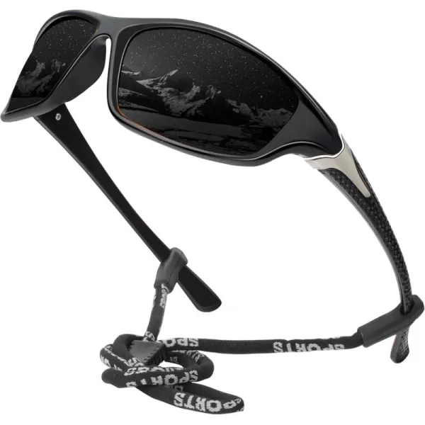 KALIYADI Polarized SunglassesMen Sports Sunglasses Mens Sunglasses Polarized UV Protection for Fishing Driving CyclingC01black