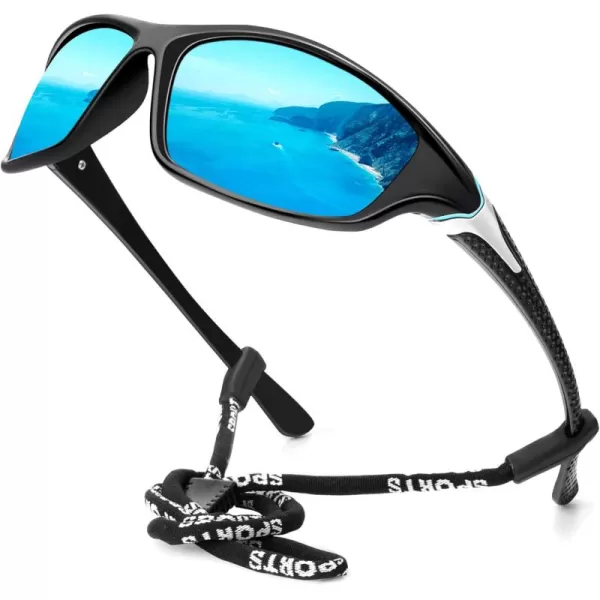KALIYADI Polarized SunglassesMen Sports Sunglasses Mens Sunglasses Polarized UV Protection for Fishing Driving CyclingC02ice Blue