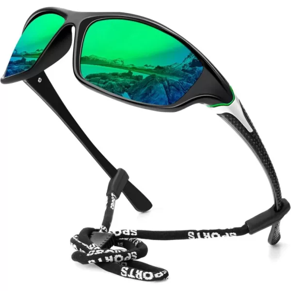 KALIYADI Polarized SunglassesMen Sports Sunglasses Mens Sunglasses Polarized UV Protection for Fishing Driving CyclingC04green
