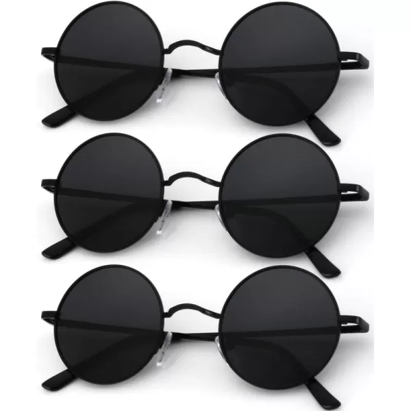 KALIYADI Round Polarized Sunglasses for Men Women Retro Metal Hippie Circle Style Sun Glasses UV ProtectionC24black  Black  Black