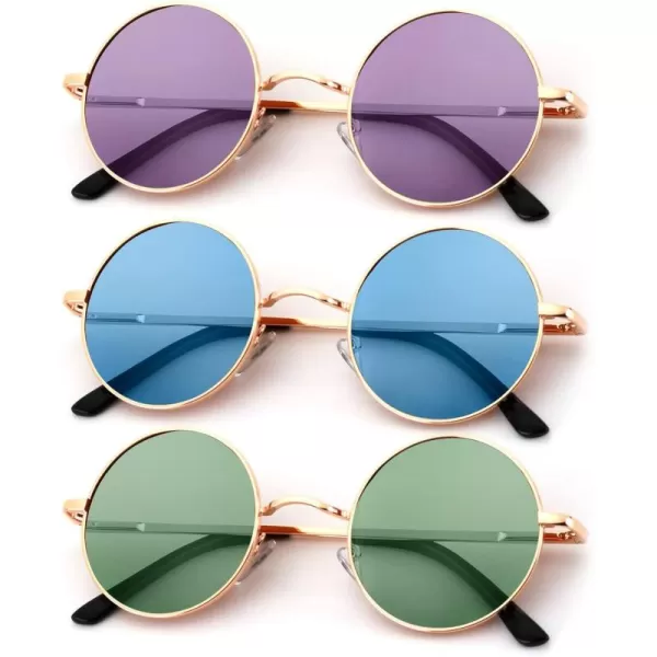 KALIYADI Round Polarized Sunglasses for Men Women Retro Metal Hippie Circle Style Sun Glasses UV ProtectionC37purple  Blue  Green
