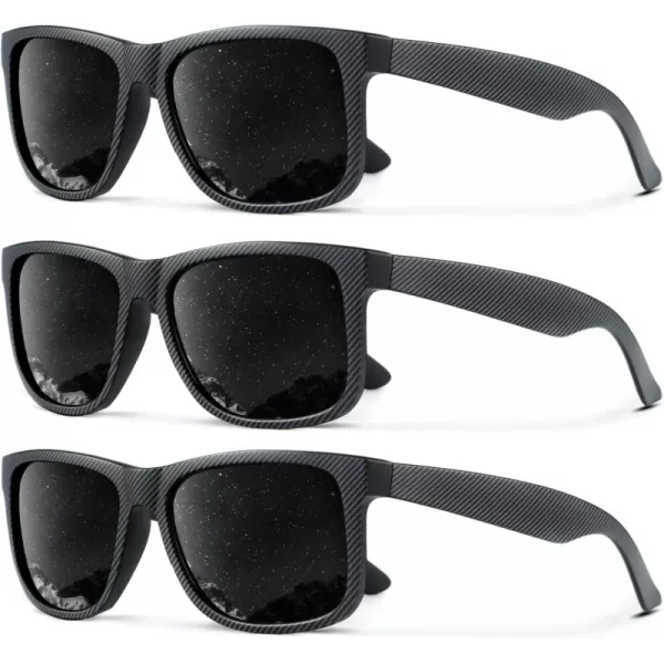 KALIYADI Sunglasses Men Polarized Sun glasses for Mens Womens Classic Matte Black Frame UV Protection 3pack3 Pack Black Stripes Frame  BlackBlackBlack