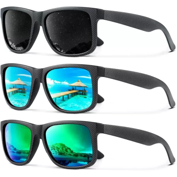 (3 Pack) Black Stripes Frame | Black/Ice Blue/Green