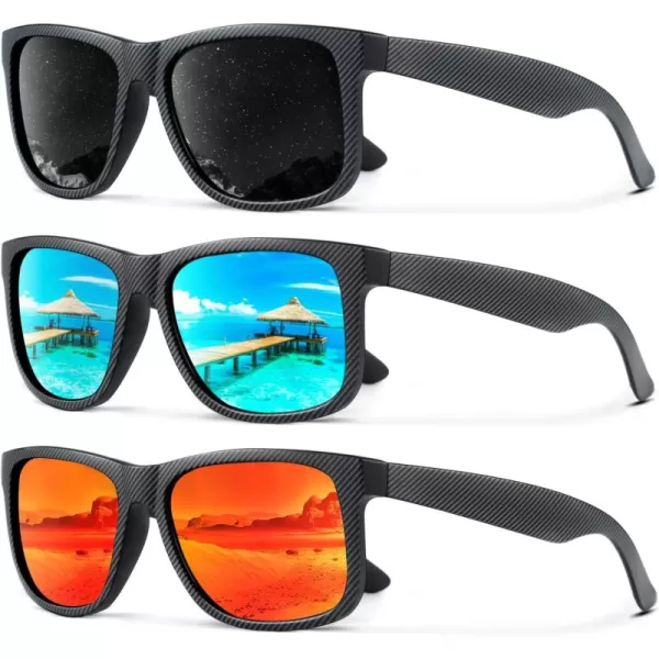 (3 Pack) Black Stripes Frame | Black/Ice Blue/Red