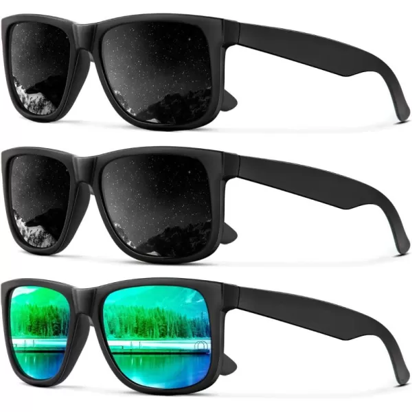 (3 Pack) Black/Black/Green
