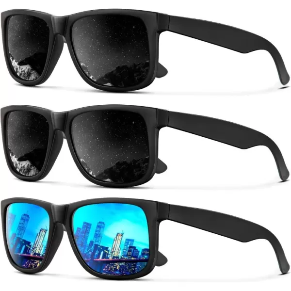 (3 Pack) Black/Black/Ice Blue