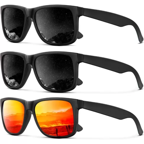 (3 Pack) Black/Black/Orange