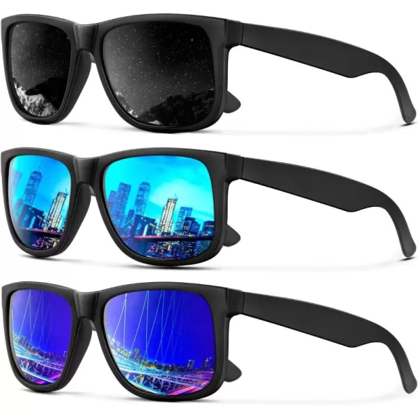 (3 Pack) Black/Ice Blue/Drak Blue