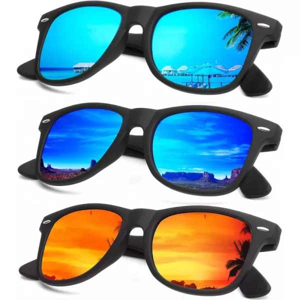 KALIYADI Sunglasses Men Polarized Sunglasses for Men Women Unisex SemiRimless Frame Retro Driving Sun Glasses UV BlockingD143 Pack BlueGreen BlueOrange