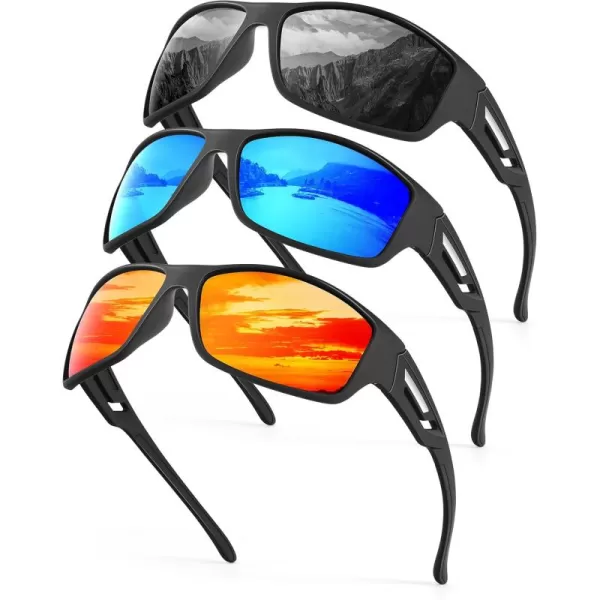 KALIYADI SunglassesMen Polarized Sports Sunglasses Mens Sunglasses Polarized UV Protection Driving Running Cycling OutdoorA03blackDark BlueRed