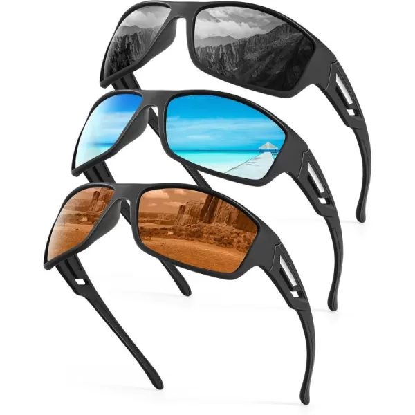 KALIYADI SunglassesMen Polarized Sports Sunglasses Mens Sunglasses Polarized UV Protection Driving Running Cycling OutdoorA05blackIce BlueBrown
