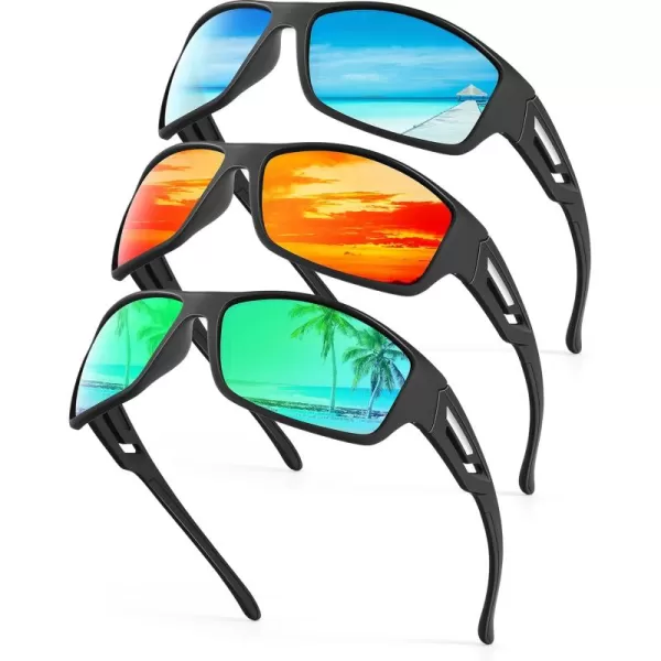 KALIYADI SunglassesMen Polarized Sports Sunglasses Mens Sunglasses Polarized UV Protection Driving Running Cycling OutdoorA07ice BlueGreenRed