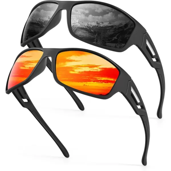 KALIYADI SunglassesMen Polarized Sports Sunglasses Mens Sunglasses Polarized UV Protection Driving Running Cycling OutdoorB02blackRed