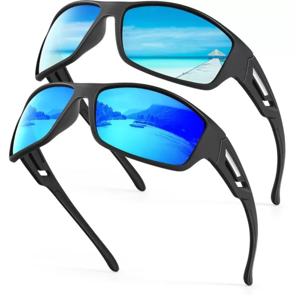KALIYADI SunglassesMen Polarized Sports Sunglasses Mens Sunglasses Polarized UV Protection Driving Running Cycling OutdoorB03ice BlueDark Blue