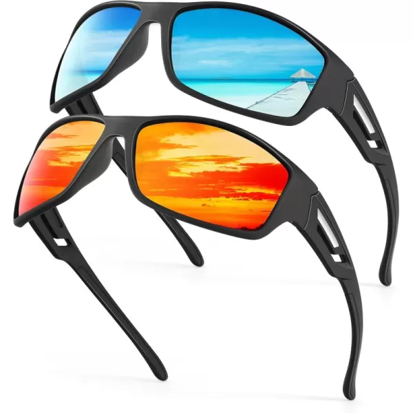 KALIYADI SunglassesMen Polarized Sports Sunglasses Mens Sunglasses Polarized UV Protection Driving Running Cycling OutdoorB04ice BlueRed