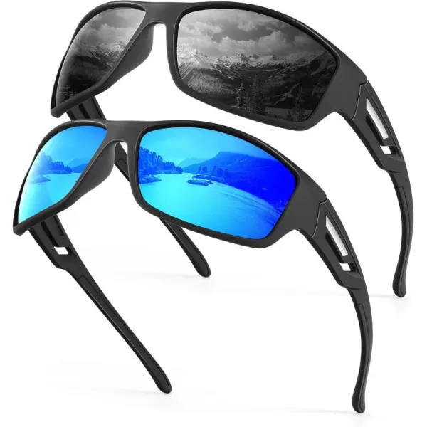 KALIYADI SunglassesMen Polarized Sports Sunglasses Mens Sunglasses Polarized UV Protection Driving Running Cycling OutdoorB06blackDark Blue