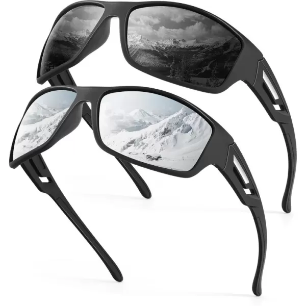 KALIYADI SunglassesMen Polarized Sports Sunglasses Mens Sunglasses Polarized UV Protection Driving Running Cycling OutdoorB08blackSilver