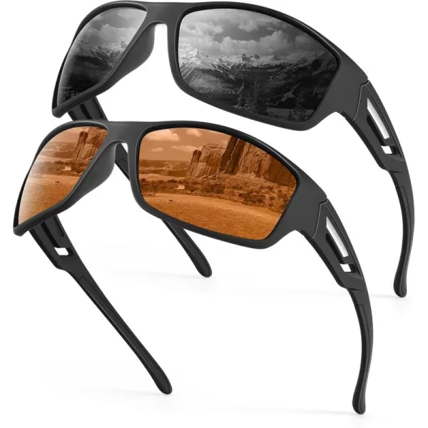 KALIYADI SunglassesMen Polarized Sports Sunglasses Mens Sunglasses Polarized UV Protection Driving Running Cycling OutdoorB09blackBrown