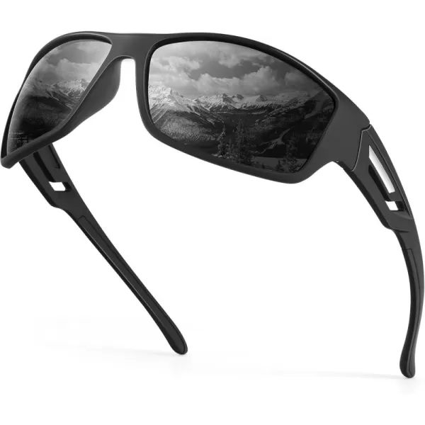 KALIYADI SunglassesMen Polarized Sports Sunglasses Mens Sunglasses Polarized UV Protection Driving Running Cycling OutdoorC01black