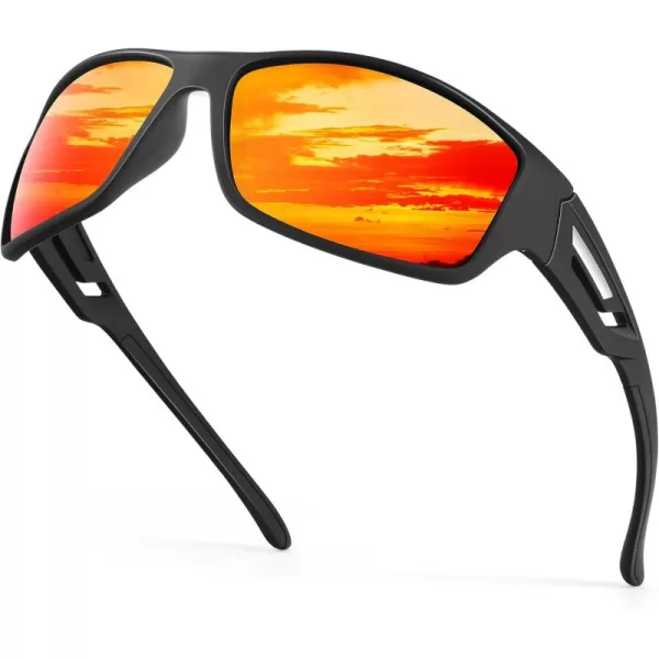 KALIYADI SunglassesMen Polarized Sports Sunglasses Mens Sunglasses Polarized UV Protection Driving Running Cycling OutdoorC04red