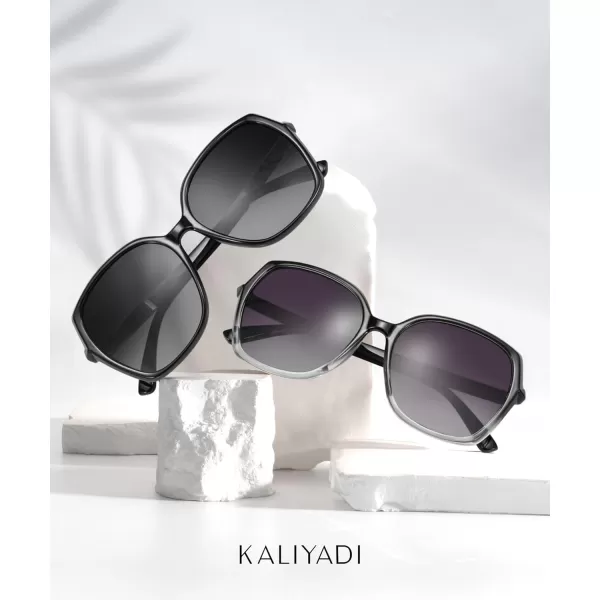 KALIYADI Classic Polarized Sunglasses for Women Trendy Square Ladies Sun Glasses Shades Sparkling Frame UV400 Protection03 Gradient Black Frame Gradient Grey Lens